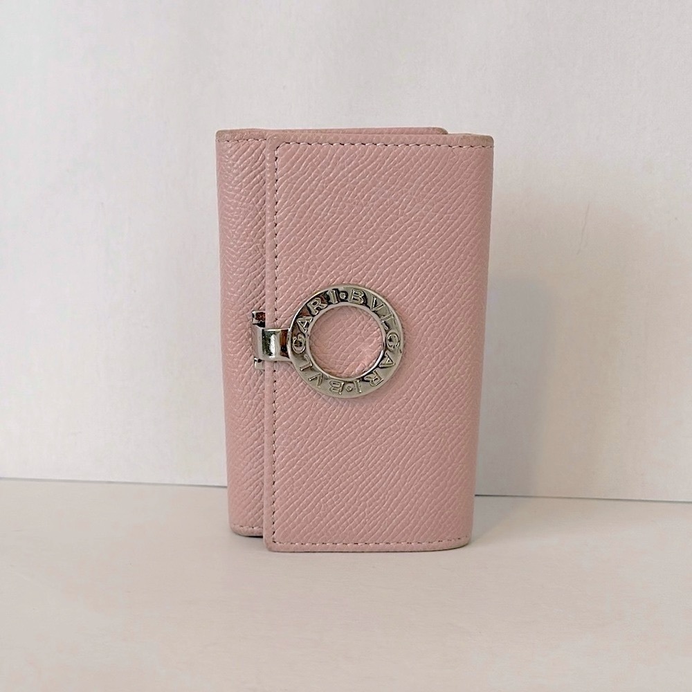 37 BULGARI Authentic Pink Leather Five (5) Key Wallet Case
